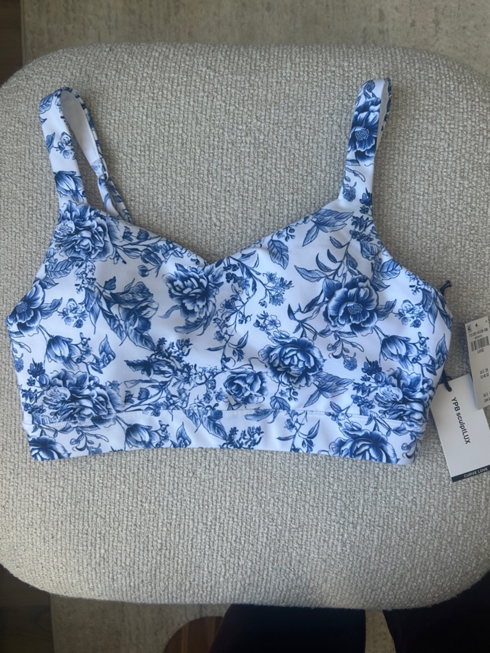Abercrombie & Fitch Blue and White Floral Sports Bra